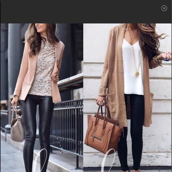 FAUX LEATHER SHINY BLACK LEGGINGS VERY WELL MADE! - Picture 5 of 8